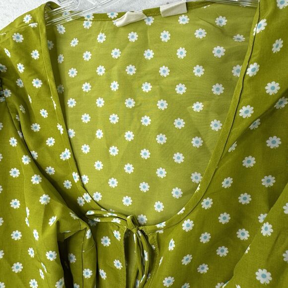 Levi’s Embry Tie Front Green Floral Daisy Lightweight Boho Top Womens Size XL - Picture 10 of 14